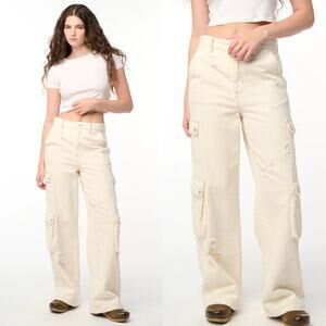 Blank NYC Franklin Wide Leg Cargo Pants Textured Vibe Out Womens Size 31